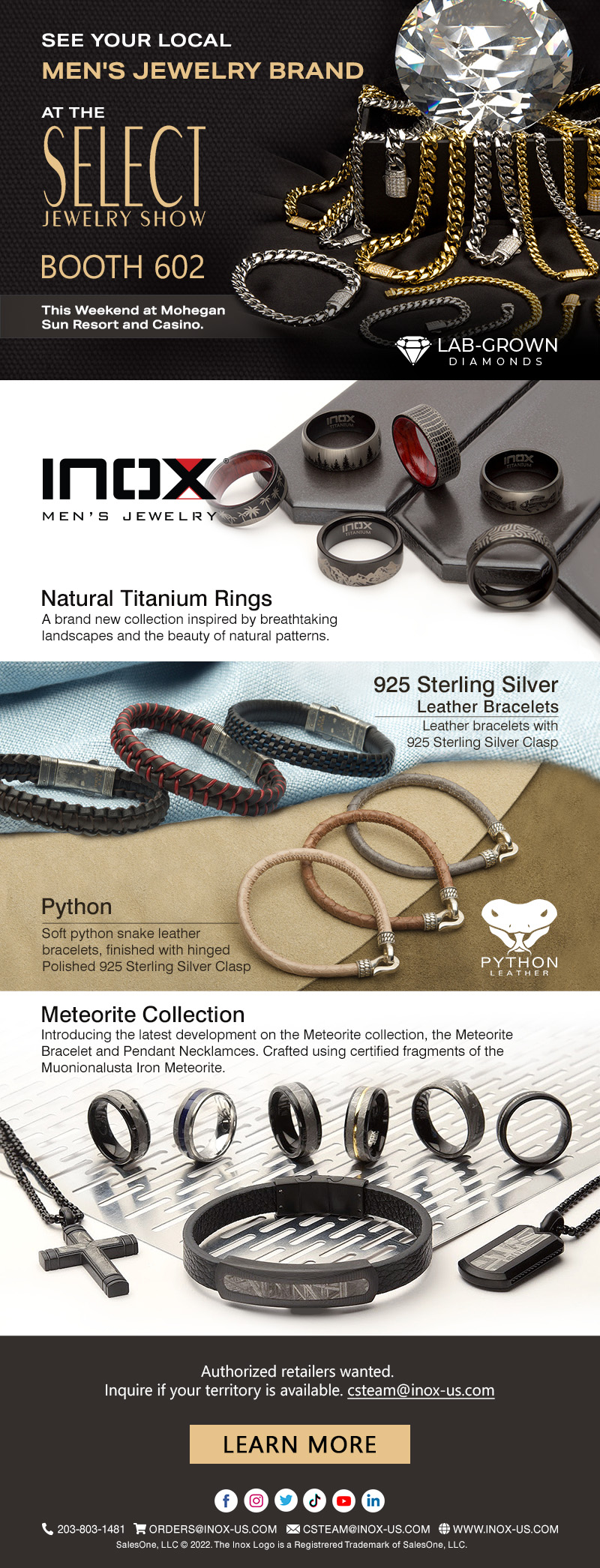 Connecticut's Men's Jewelry Brand at the Select Jewelry Show Booth 602.